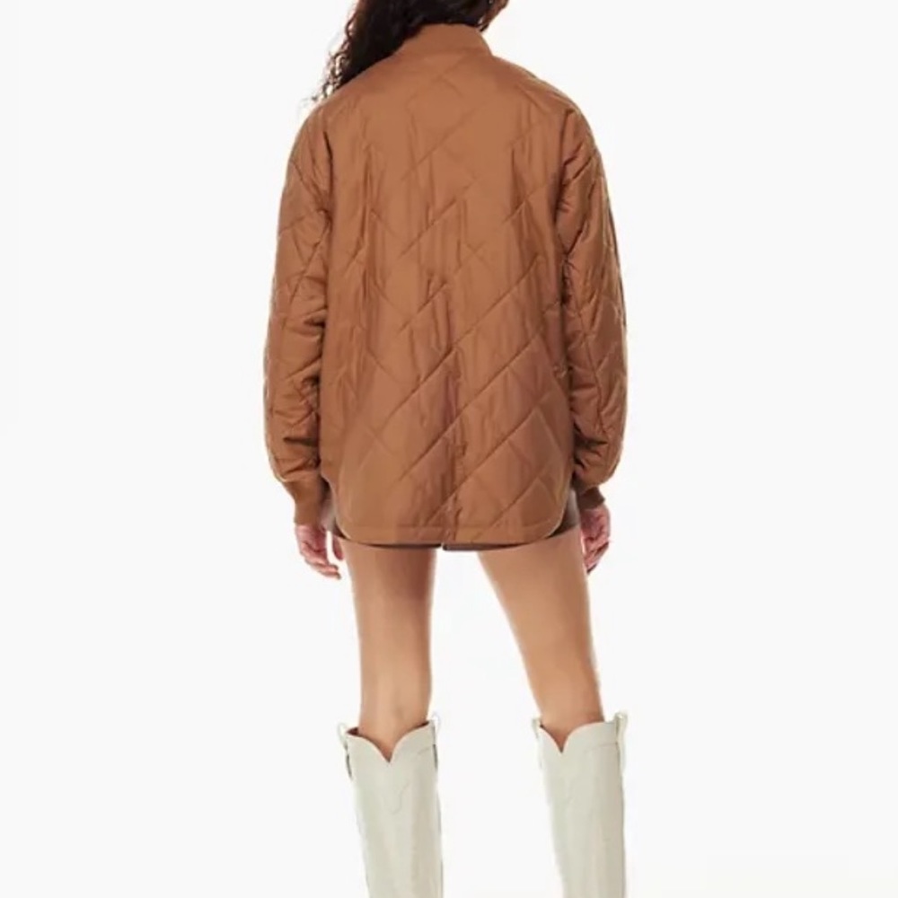 Aritzia Quilted Bomber Jacket in Caramel Brown - Picture 3 of 6